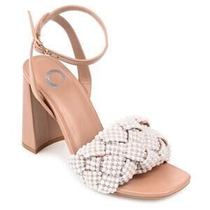 Women's Journee Collection Dua Pearl Detailed Block Heel Pumps - Mocha - 8.5 NIB